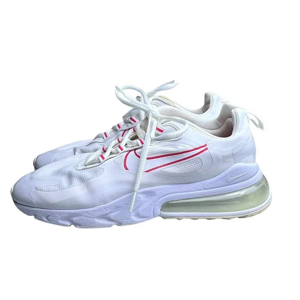 Nike Air Max 270 React White Flash Crimson Women's Size 9 Sneakers